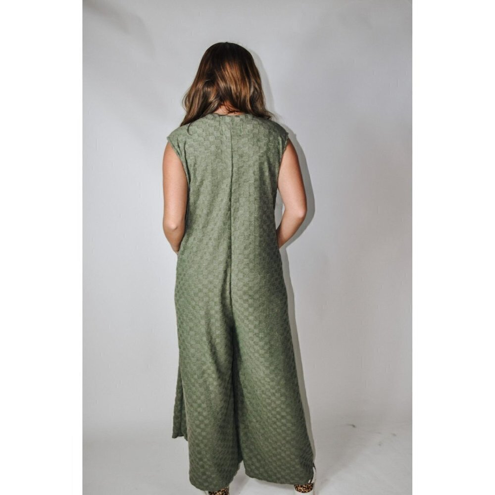 Nellie Checkered Jumpsuit in Olive - Picture 7 of 9